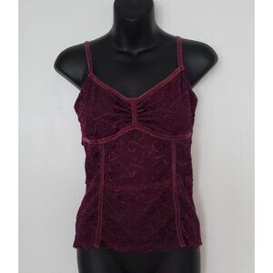 Bebe‎ Stretch Lace Corset Style Tank Top w Velvet Trim Accent Size S**